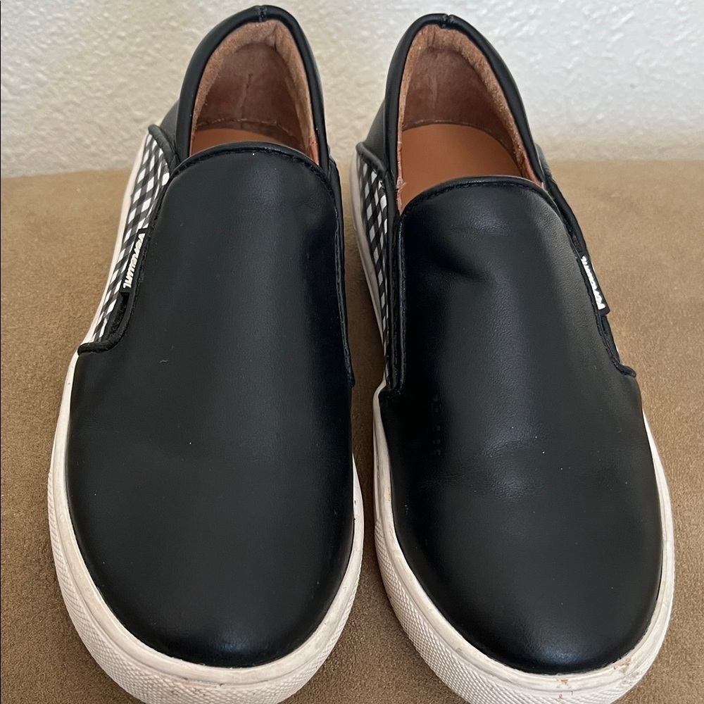 Venettini Black Leather Checkered Slip-Ons Unisex Size 10.5 - Picture 4 of 7
